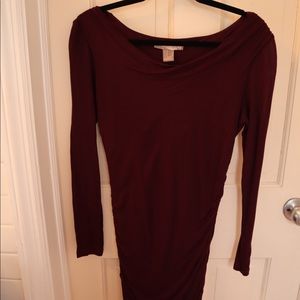 Forever 21 runched maroon body con dress